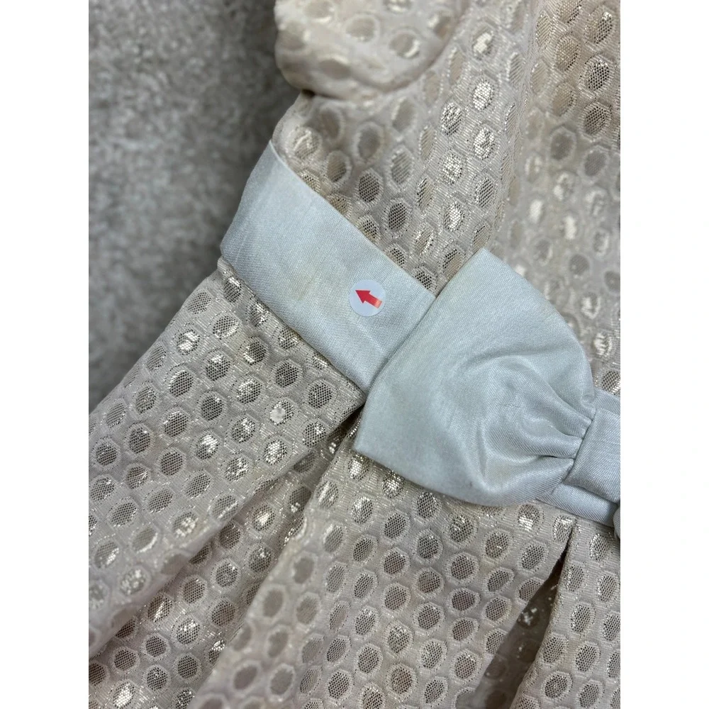 Gymboree Dress 18-24 Months Gold Metallic Jacquard Bow Party Holiday Formal